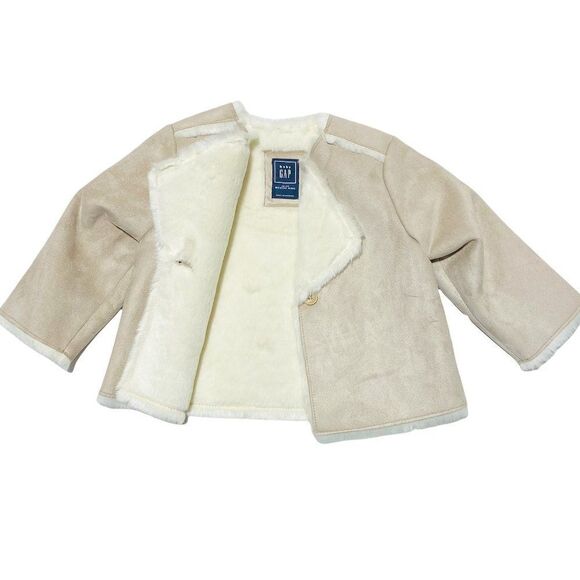 New Baby Gap Faux Suede Fur Lined Coat - Picture 3 of 4